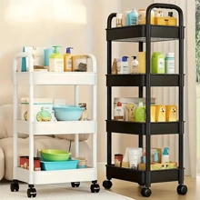3/4/5-Layer Thickened Tube Large Multi-Color Rolling Storage Cart, Sturdy Load-Bearing Storage Box, Rolling Storage Cart, 360-Degree Rotation, Plastic, Strong Load-Bearing Capacity, Suitable For Holiday Decoration, Bedroom, Kitchen, Bathroom, Living Room And Outdoor Camping, Multi-Functional Practical Cart, Slim Design, Seasonal Decoration Storage | Multi-Layer Shelves | Easy-To-Move Wheels