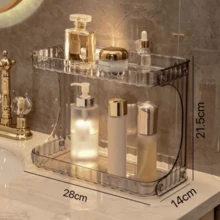 Bathroom Organizer 2 Tiers Acrylic Makeup Shelf Large Capacity Lipstick Cosmetic Holder - 無色 - 查看 5