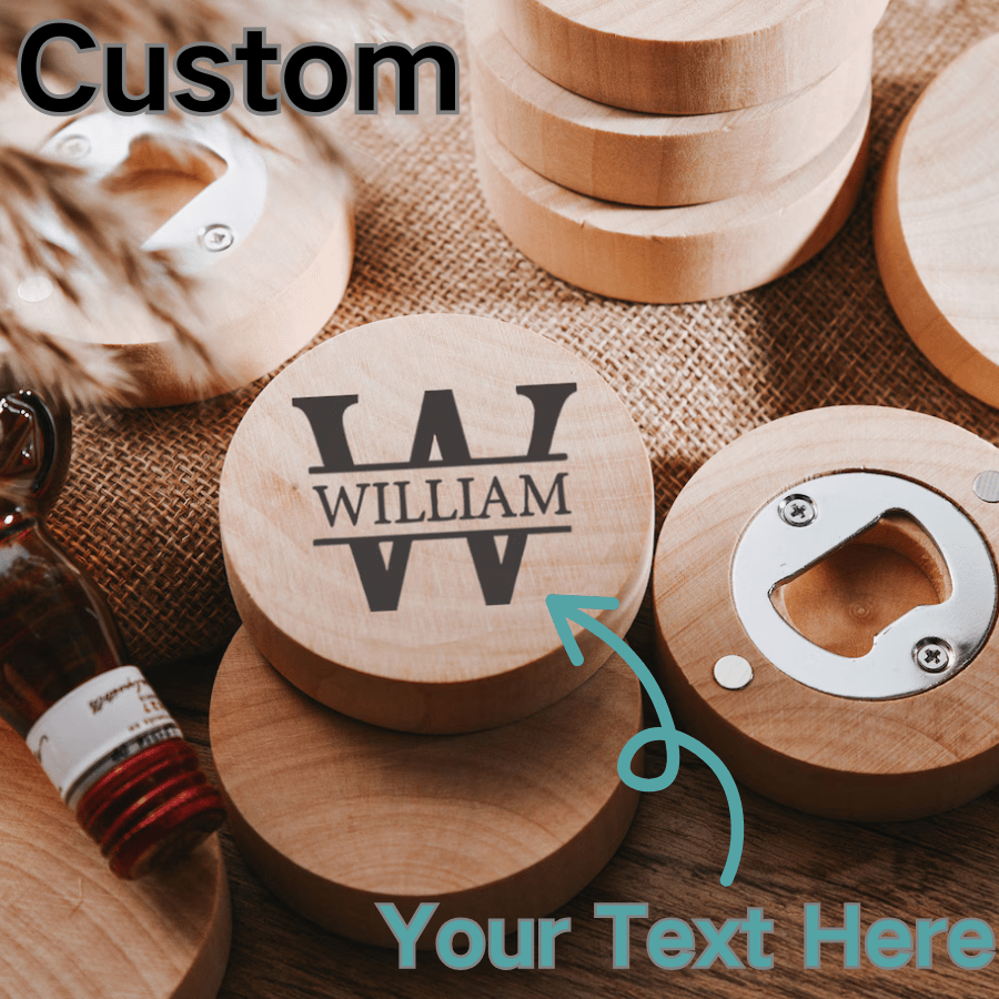 3pcs Custom Round Wooden Bottle Opener, Personalized Engraved Text Bar Bottle Opener, Suitable For Wedding Gifts, Anniversary Gifts, Special Occasions, Father's Day Gifts, Best Man Gifts, Bottle Opener That Can Be Engraved With Personal Name Or Special Date, Personalized Gift