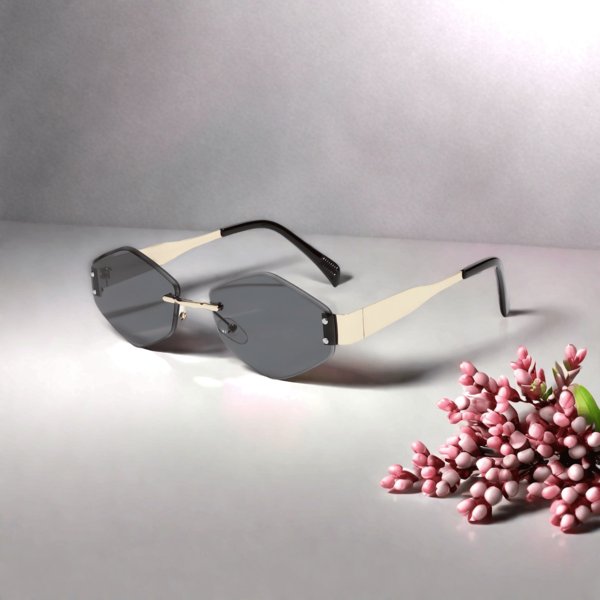 1 pieza Nuevas gafas con montura de metal ligera de lujo sin rebordes con forma de rombo, adecuadas para la playa, el picnic, el camping y otras actividades al aire libre