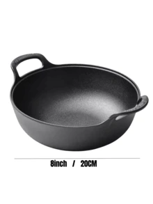 Pre-Seasoned Cast Iron Skillet With Dual Handles - Non-Stick, Cookware For Outdoor Grilling & Camping, Mini, Versatile Thickened Yuanbao Pot Frying Pan Stew Pot Cooker Induction Cooking Universal Cooker Uncoated Non-Stick Surface Cast Iron Pot(20cm) ﻿