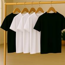 KIT 5 Basic Plain T-Shirts 100% Cotton 30.1 Unisex - Trắng + Trắng + Trắng + Đen + Đen - Xem 1