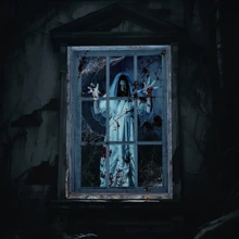 万圣节鬼魂窗户/门挂饰，适合鬼屋派对，无需电力，室内/室外装饰，易于安装，增添恐怖氛围，轻质材料，恐怖主题 - 杏色 - 查看 2