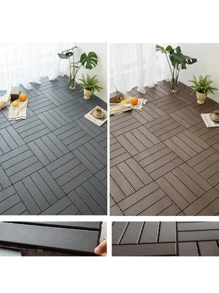 1,6 Stücke Outdoor-Bodenbelag, rostfreier Holz-Kunststoff-Bodenbelag für Balkon, Hof, Terrasse und Garten zum Selbstausbau, einfach zu verlegender PVC Kunststoff Bodenbelag.