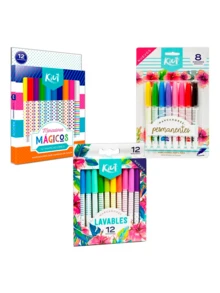 Set regalo Kiut plumones lavables permanentes mágicos marcadores artísticos surtidos ideal para dibujo papelería escolares estudiantes niños y creadores manualidades y arte - Conjuntos - Ver 1