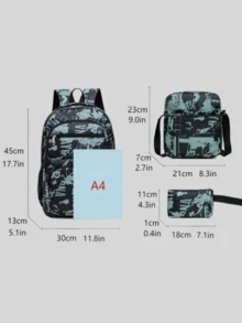 Camo Print Kids Boys Girls Backpack Set, School Campus Laptop Rucksack, Student Book Bag, Large Capacity Casual Business 15.6-Inch Computer Bag, Travel Backpack - Multicolor - View 6
