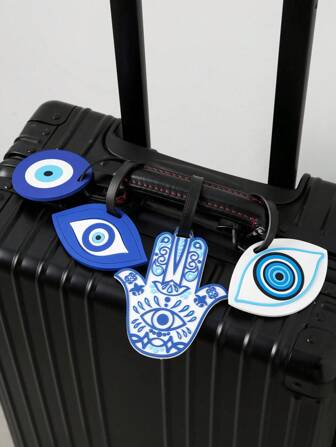 Étiquette de bagage à motif main-œil créatif, étiquette de bagage d'enregistrement à l'aéroport, accessoire de voyage pour éviter la perte, essentiel pour le voyage. Étiquette de bagage à main premium Fatima - Étiquettes de bagage pour valises de voyage, sacs à main et accessoires - Durable, imperméable et compagnon de voyage facile à identifier avec des couleurs vives. Essentiels de voyage, accessoires de voyage, vacances, été, rentrée scolaire, produits de mini-voyage pour femmes, sac pour l'école, accessoires scolaires, fournitures scolaires