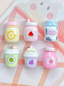 10/30个随机混合迷你卡通树脂DIY可爱迷你果汁瓶、马卡龙瓶装饰树脂摆件配件、奶油胶材质发夹配件 - 卡通款 - 查看 2