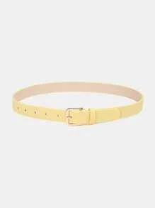 1 pièce Ceinture multicolore mode et polyvalente en PU avec boucle carrée dorée pour le port quotidien, casual, été, école, automne, Halloween