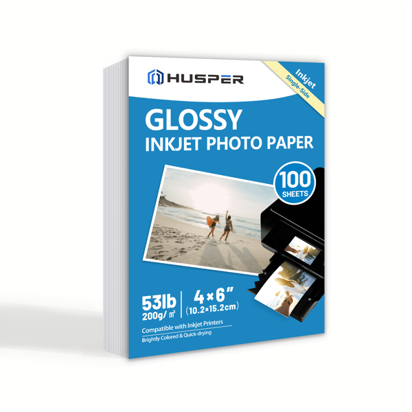 100 Sheets 4R Single-Sided Glossy Photo Paper 200Gsm 48lb Single-Sided Inkjet Compatible With Grey Back 4x6 Inch For Home Office Use (10.2*15.2cm Size), School Supplies,Back To School