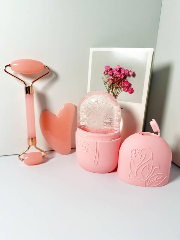 3pcs Massage Ice,Ice Surface Roller - Facial Skin Care Ice Roller Set, Facial Massage Tool, Silicone Ice Surface Roller, Ice Roller, Massager And Scraper, For Facial And Eye Puffiness, Facial Massager Contour And Enhance Skin Care And Radiance, For Eyes, Neck And Face, Ice Surface Roller Mold - Skin Care Tool. Summer Ice Massage Products, Essential Items For Travel.