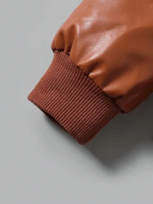 Fashionable & Versatile Tween Boy Motorcycle Style PU Leather Jacket Boys Warm Thermal Lined Long Sleeve Windbreaker, Autumn/Winter