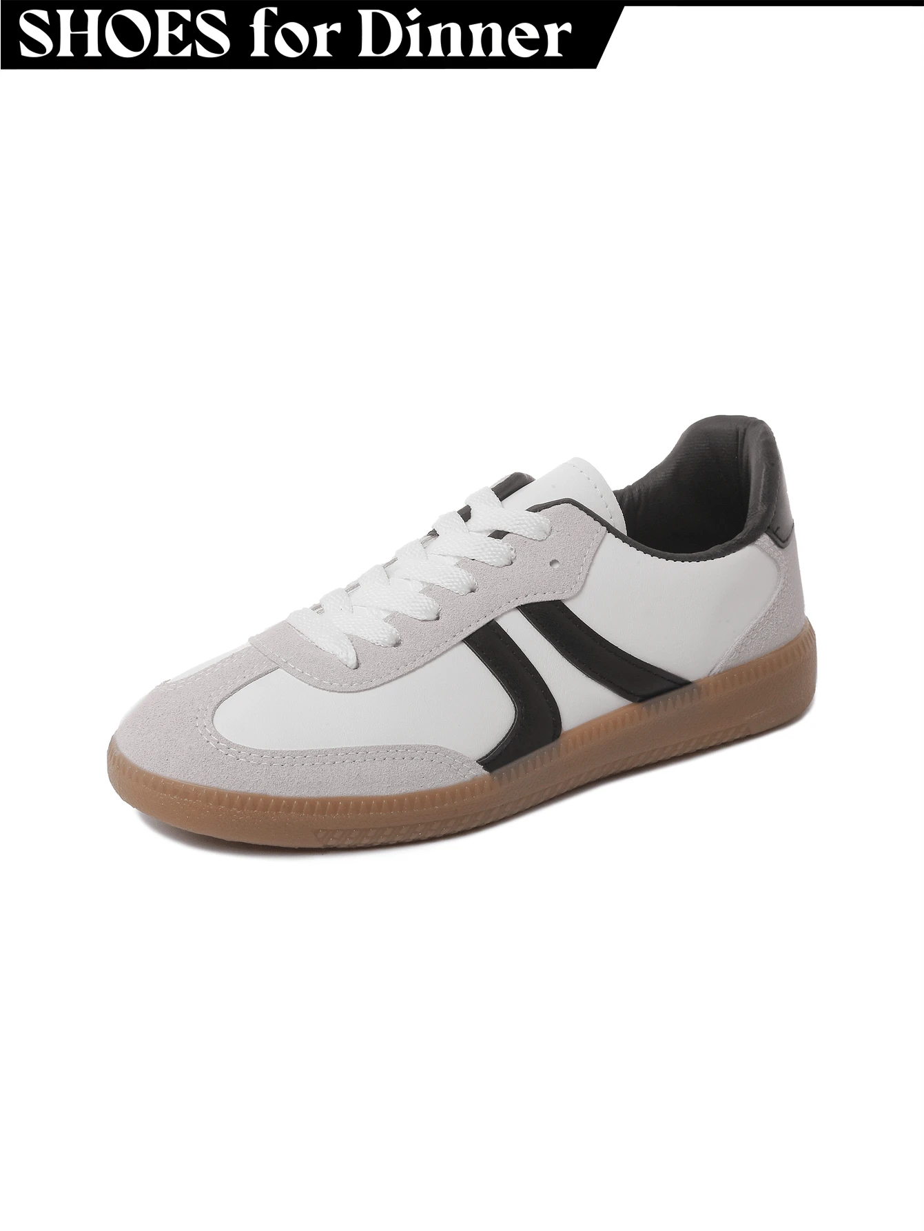 Women's Red Black Leopard Beige Gold Retro German Trainers – Lace-Up Low-Top Casual Sneakers [Size Up Half Size] - 黑色 - 查看 1