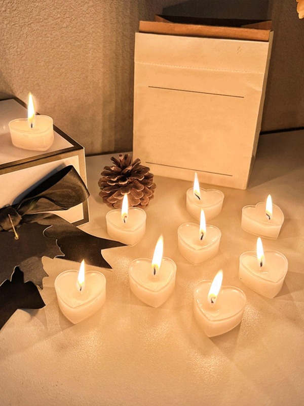 9pcs Valentine's Day Heart Shaped Scented Candles, Proposal Birthday Gift