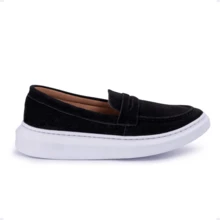 Men's Casual Loafer Shoes Lightweight And Soft In Modern Suede - Black - View 2