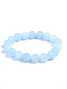 1 Stück natürliches Aquamarin-Perlen Armband für Damen, vielseitiges hochwertig einzelner Kreis elastisches Armband geeignet für Damen Alltagskleidung im Sommer
