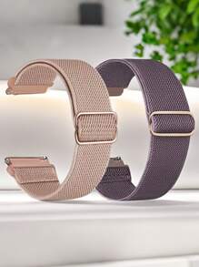 2pcs 18mm20mm22mm Quick Release Nylon Elastic Loop Compatible With Samsung Galaxy Watch7 6 5 4 3 Band/Hua Wei Watch GT5 GT4 GT3 GT2 GT Band,Adjustable Sport Stretchy Nylon Bracelets Compatible With Garmin Venu Venu2/2s Venu3/3s Vivoactive5/4/4s Forerunner245 645 255 265 255S 265S/Amazfit Bip6/5 GTS4/3/2 GTR4/3/2 Smart Watch Accessories