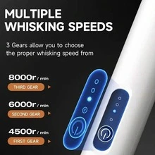 Handheld USB Rechargeable Coffee Mixer, Egg Beater, Milk Bubbler, Dispenser, With Stainless Steel Mixer, Adjustable 3-Speed Foam Machine, Suitable For Coffee, Latte, Cappuccino, Hot Chocolate, Matcha, Eggs, Holiday Gifts - Multicolor - View 7