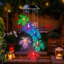 1 Stück Solar betriebenes Ahornblatt Windspiel mit farbwechselnder Nachtbeleuchtung - Gruseliges Glühauge Atmosphäre Solar Halloween Windspiel, ideal für Außenbereich, Schlafzimmer, Terrasse und Gartendekoration - Perfekte Halloween Außendekoration, Weihnachts-Außendekoration, Halloween Dekoration, Licht Heimdekoration, Party Dekoration, Halloween Dekoration, Raumdekoration, Halloween Gartendekoration als Geschenk, Fairy