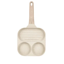 1Pc Non-Stick Egg Pan-3-Cup Breakfast Frying Pan,7.2inch Omelette Pans Compatible With All Stove Tops,3-In-1Divided Grill Pan With Heat-Resistant Handle, Kitchen Cooking Pans, White - 米色 - 查看 6