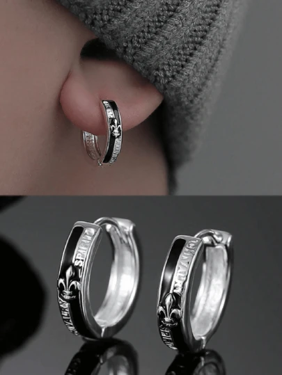 2 件男士时尚骑士耳环，酷炫潮人风格耳钉，独特设计，适合夏季、返校季的高端礼物