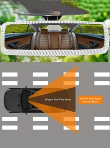 Espejo retrovisor plano ovalado para automóvil, accesorio de espejo retrovisor interior anti-niebla y anti-reflejo con decoración de diamantes, se ajusta a la mayoría de los vehículos