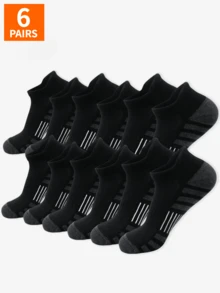 1/3/6 双男士袜子、运动袜、篮球袜、足球袜、隐形袜、白袜子、短袜、黑袜子、低帮袜、踝袜、双层防滑设计、吸湿排汗、柔软、适合商务、休闲、户外运动、学院风、四季日常穿着、隐形袜和短袜适合健身穿着