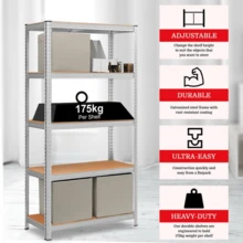 5 Tier Racking Shelf Heavy Duty Garage Shelving Storage Shelves Unit 180x90x40cm Adjustable Metal Organiser - Default - View 3
