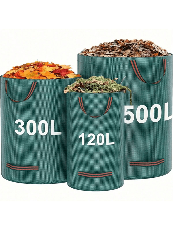 Set de bolsas de desechos de jardín de polipropileno resistentes - Bolsas reutilizables para residuos del jardín con tela industrial y asas para la recolección de plantas, hierba y hojas. La bolsa de basura de jardín es adecuada para residuos de hojas, el estilo se enviará al azar.