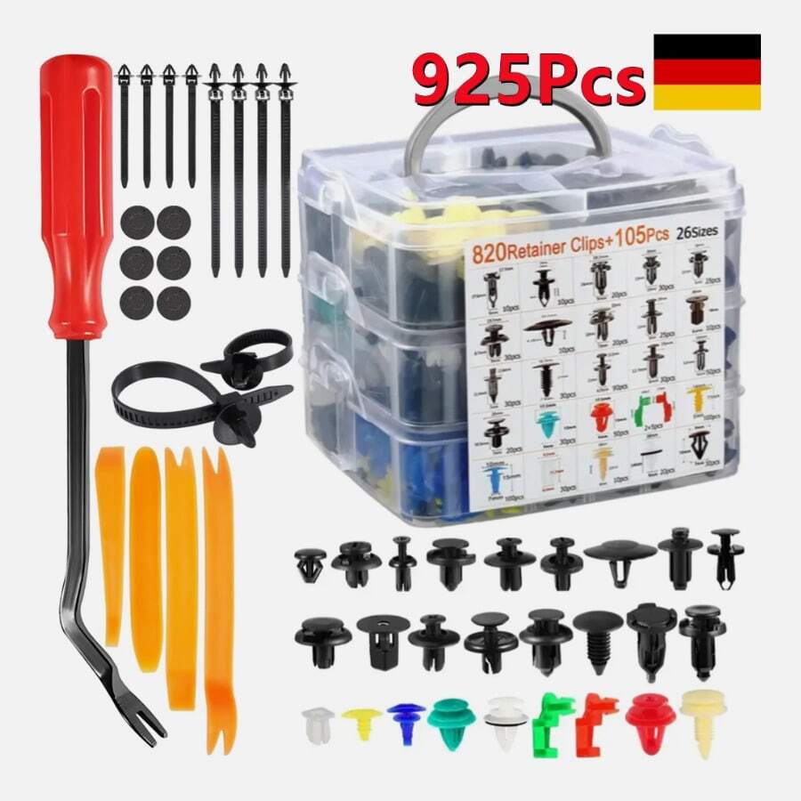 925pcs Car Rivets Assortment Car Door Interior Fastener Clips Kit - Multicolor - View 1