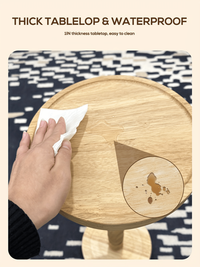 Cirelle New Moderne Round Wooden Side Tafel Versatile Mini Various Spaces, Movable Furniture, Solid Wood Legs, Applicable Living Room, Bedroom, Corner, Office, Bar Counter, Home s, Coffee Corner Bureau (Natural Material) view 15