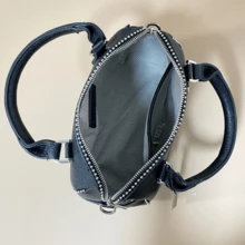 2025 New Black Lychee Pattern Women's Genuine Leather Shoulder Crossbody Handbag Bucket Bag-Black