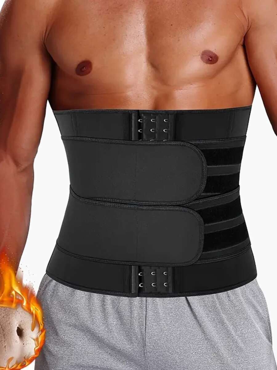 Đai nịt bụng điều chỉnh 4 hàng nút cho nam | Đai nịt bụng thon gọn công sở | Đai nịt bụng nén thoáng khí | Cải thiện tư thế, sức khỏe cột sống | Hỗ trợ tập luyện, phù hợp cho tập thể dục và mặc hàng ngày | Có các màu: Xám, Màu da, Đen, Đỏ đô - màu đen - Xem 1