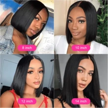 WOWANGEL 5x5 HD Lace Closure Bob Wig, Pre-Plucked Hairline, Natural Black, Brazilian Human Hair, Invisible HD Lace, Pre-Bleached, 10-16 Inches, Women's Style - Natural Black - View 5