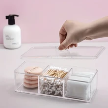Organizador De Maquiagem Porta Algodão Cotonete Acrílico Organizador Cosmético Maquiagem - Transparente - Visão 6