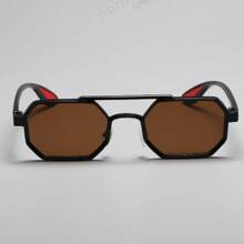 1 Pair Unisex Metal Geometric Frame Fashion Glasses, Personalized Fashion Casual Eyewear Back To School Fashionable Preppy School Look