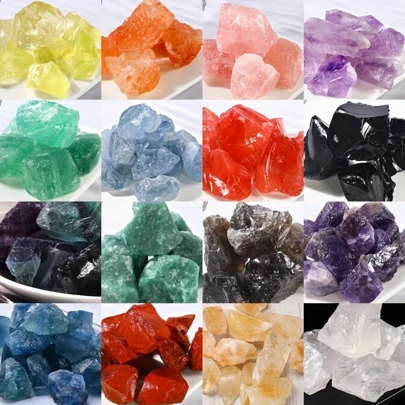 100g/Pack Natural Crystal Raw Stones, Amethyst, Rose Quartz, Citrine, Green Fluorite, Fragrance Diffuser Decor Stones, Aquarium Landscaping Stones