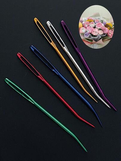 6pcs/Set Big Eye Needles, Darning Needles, Tapestry Needles, Sewing Needles, Knitting Needles, Colorful Hand Sewing Needles