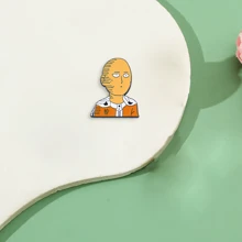 bandai 1 pieza Broche de metal con diseño de dibujo animado y esmalte de Saitama, pin de solapa, insignia, accesorio para ropa, mochila, regalo para amigos