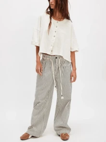 Women Half Sleeve Cropped Cardigan Shirt Short Sleeve Button Down Open Front Crewneck Loose Fit Knit T Shirt Y2k Casual Crop Tops Summer Fall Lightweight Jacket Outwear - trắng - Xem 4