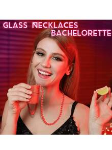 1/4/6/12件套新娘主题迷你葡萄酒杯套装，配串珠链 - 新郎新娘婚礼祝酒杯、伴娘伴郎杯、新娘送礼会杯、订婚派对杯、单身派对杯、海娜彩绘派对杯、圣诞主题杯 - 彩色 - 查看 4