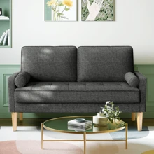 JANZDIYS Divano a 2 posti, Divano in lino da 121 cm con cuscini a molle, Mini stanza con braccioli, Loveseat moderno da salotto, Loveseat fisso a 2 posti