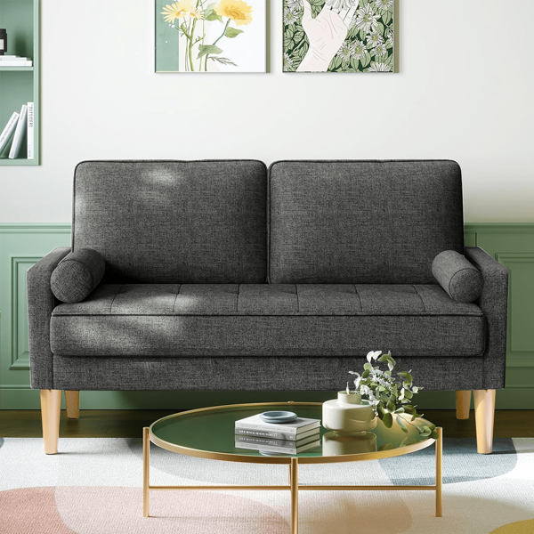 JANZDIYS Divano a 2 posti, Divano in lino da 121 cm con cuscini a molle, Mini stanza con braccioli, Loveseat moderno da salotto, Loveseat fisso a 2 posti