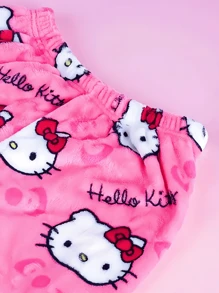 Sanrio Women's Plus Size Thermal-Lined Hello Kitty Print Fluffy Pants, Soft, Warm, Cozy, Kawaii, Suitable For All Ages, Autumn/Winter
