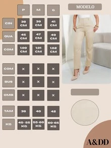 Women's High-Waisted Straight Pants, Elegant, Formal And Modern - 淺米色 - 查看 5