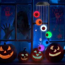 1 Stück Solar betriebenes Ahornblatt Windspiel mit farbwechselnder Nachtbeleuchtung - Gruseliges Glühauge Atmosphäre Solar Halloween Windspiel, ideal für Außenbereich, Schlafzimmer, Terrasse und Gartendekoration - Perfekte Halloween Außendekoration, Weihnachts-Außendekoration, Halloween Dekoration, Licht Heimdekoration, Party Dekoration, Halloween Dekoration, Raumdekoration, Halloween Gartendekoration als Geschenk, Fairy