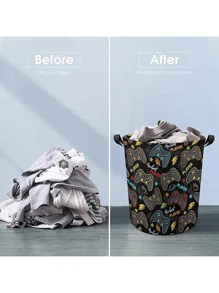 1PC Gamer Room Decor Game Controller Gaming Art Foldable Storage Basket Game Laundry Basket Waterproof Laundry Hamper Dirty Clothes Organizer Bag Gift Bin For Living Room Room Bedroom Bathroom