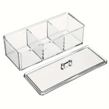 Organizador De Maquiagem Porta Algodão Cotonete Acrílico Organizador Cosmético Maquiagem - Transparente - Visão 8
