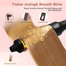 UKLISS 32mm Curling Brush & Curling Iron, Hot Brush For Straight & Loose Curls, Dual Voltage Perfect For Travel And Quick Curling & Straightening (Black) - EU C Type Plug(220-240V) - View 7