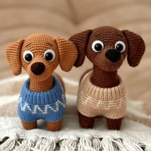 1 套初学者动物钩针编织套件，成人初学者钩针编织套件，含分步文字教程，成人腊肠犬 DIY 工艺品，生日节日礼物，可爱有趣的现代家居装饰摆件 - 彩色 - 查看 6